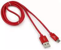 Gembird Cablexpert Кабель USB 2.0 CC-S-mUSB01R-1M, AM microB, серия Silver, длина 1м, красный, блистер