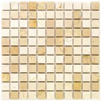 Мозаика из натурального мрамора Natural Mosaic M025-25P-(Crema-Marfil) бежевый светлый квадрат глянцевый