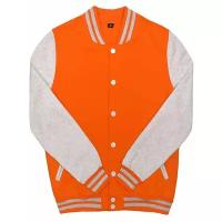 Куртка бомбер / Street Style / Varsity Classic Jacket V 2 / оранжевый с светло-серыми рукавами / (L)