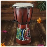 Музыкальный инструмент Барабан Джембе Индонезия 30 см/ ударный инструмент Бали рисунок (в точку) TATImarket