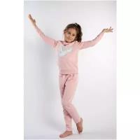 Детский Комплект для девочки Diva Kids: лонгслив и брюки, 116 размер, с принтом, розовый