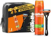 Подарочный набор мужской: бритва Gillette Fusion с 1 сменной кассетой с 5 лезвиями и гель для бритья 200 мл