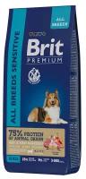 Сухой корм Brit Premium Dog Sensitive с ягненком и индейкой для взрослых собак всех пород с чувствительным пищеварением 15 кг