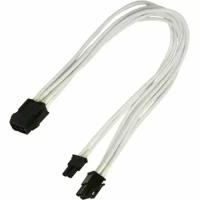 Переходник Nanoxia 6-pin PCI-E в 8-pin (6+2), 30см, индивидуальная оплетка .белый NXP683EW