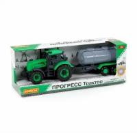 Трактор инерционный Прогресс, с прицепом-цистерной, цвет зелёный