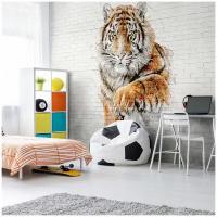 Фотообои Тигр на кирпичах флизелиновые, в стиле лофт, животные, 2,70 x 2,70 м (Flizelini 4096-3F)