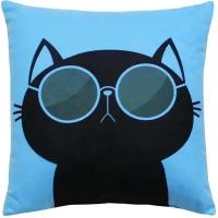 Подушка декоративная MATEX Meow Claws, 35x35 см, голубой/иссиня-черный