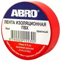 Изолента 19Ммх9,1М Толщина 0,12Мм Пвх Красная От -3°C До +80°C Abro ABRO арт. ET-912-R-RED