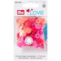 PRYM 393002 Kнопки Color Snaps PrymLove, красный/розовый цв., 12 мм, 30 шт