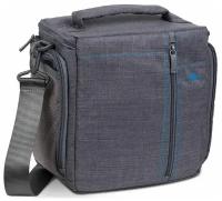 Сумка для фотокамеры Rivacase 7503 SLR Canvas Case Large grey и чехол от дождя из водооталкивающей ткани