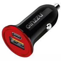 Автомобильное зарядное устройство Ginzzu GA-4504UB, USB-QC3.0, Type-C-PD, входное напряжение 12V-24V, цвет черный