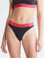 Трусы женские Calvin Klein Embossed Icon Thong, Черный/ розовый, M