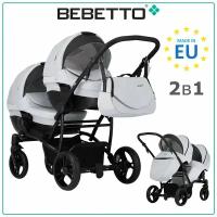 Универсальная коляска для двойни Bebetto 42 Comfort 2017, 2 в 1, светло-серый, цвет шасси: черный