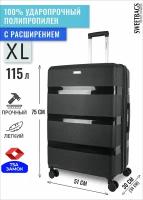 Чемодан, 130 л, размер XL, черный