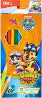 Карандаши цветные Deli Paw Patrol трехгран, заточен,12цв/наб, картон EC116-12