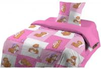Детское постельное белье Шуйская бязь мишки заплатки розовые Ясли (в детскую кроватку)