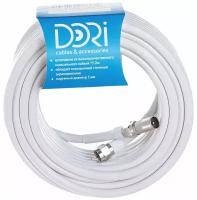 Коаксиальный телевизионный кабель DORI RG6 10 м (F-разъем-F-разъем + TV-переходник)