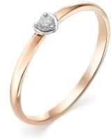 Кольцо помолвочное АЛЬКОР кольцо из золота 12415-100 р.15.5, красное золото, 585 проба, бриллиант, размер 15.5, бесцветный