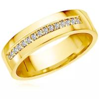 Кольцо обручальное Бронницкий Ювелир желтое золото, 585 проба, бриллиант