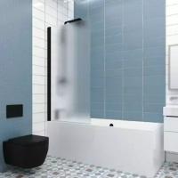 Шторка на ванну GWMPKB020P601N 47x153 см, профиль черный матовый, цвет стекла матовый, стекло закаленное 6 мм