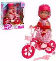 Кукла малышка Lyna на велопрогулке с велосипедом и аксессуарами, Микс