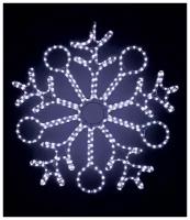 Светодиодная снежинка C кольцами, дюралайт, холодные белые LED-огни, 80 см, уличная, BEAUTY LED