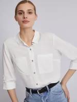 Офисная рубашка из вискозы с карманами и подхватами на рукавах, цвет Молоко, размер XXS 023311162052