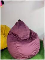 Кресло-мешок Груша XXXXL-Комфорт, 350 л, ежевичный велюр (Puffdom пуф, кресло, бескаркасная мягкая мебель)