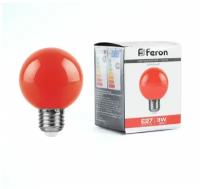 Лампа светодиодная Feron E27 3W красный Шар Матовая LB-371 25905