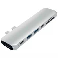 USB-хаб Satechi Aluminum Thunderbolt 3 Pro Hub для Macbook Pro (2xUSB 3.0, Type-C, Thunderbolt 3, HDMI, SD, micro-SD) Серебристый Док-станция ST-CMBPS