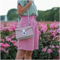 Кожаная сумка через плечо Tosca Blu Galileo White Pink
