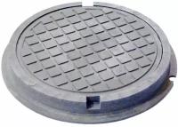 Люк канализационный полимер-композит, круглый Л 460х60 мм,серый