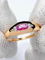 Кольцо Trade Jewelry из серебра 925 пробы (покрытие золото 585) с александритом и белыми фианитами