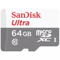 Карта памяти SanDisk Ultra microSDXC Class 10 UHS-I 100MB/s 64 GB, чтение: 100 MB/s, запись: 10 MB/s, адаптер на SD