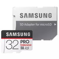 Карта памяти Samsung microSDHC PRO Endurance UHS-I U1 100MB/s + SD adapter 32 GB, чтение: 100 MB/s, запись: 30 MB/s, адаптер на SD