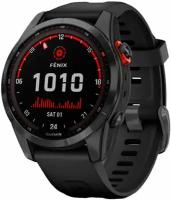 Garmin Fenix 7s Solar, серые с черным силиконовым ремешком (010-02539-13)