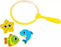 Набор для игры в ванне «Рыбалка: Веселые рыбки», сачок, 3 мягких стикера, виды и цвет сюрприз