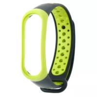 Ремешок для фитнес-браслета Mi Band 3/4 LuazON, с перфорацией, черно-зеленый