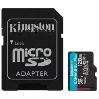 Карта памяти Kingston SDCG3 128 GB, чтение: 170 MB/s, запись: 90 MB/s, адаптер на SD, черный