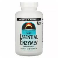 Source Naturals, Daily Essential Enzymes, добавка с незаменимыми ферментами для ежедневного использования, 500 мг, 240 капсул