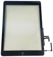 Сенсорное стекло (тачскрин) для iPad Air (A1474, A1475, A1476) в сборе с кнопкой и лентой Черный
