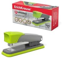 Степлер ErichKrause Quadro Half-strip, № 24/6, до 30 листов, антистеплер, серо-зелёный