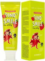 Детская гелевая зубная паста DINO's SMILE c ксилитом и вкусом клубники, 60г, Consly