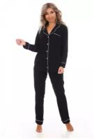 Пижама женская -LAMA- Black размер 50 с брюками и рубашкой на пуговицах с длинным рукавом