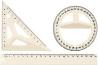 DV-1655 Набор геометрический (линейка + треугольник + транспортир) (черный)