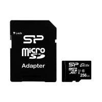 Карта памяти Silicon Power ELITE microSDXC UHS Class 1 Class 10 + SD adapter 256 GB, чтение: 85 MB/s, запись: 15 MB/s, адаптер на SD