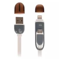 Кабель 2 в 1 LuazON, microUSB/Lightning - USB, 1 А, 0.9 м, плоский, микс 4283686