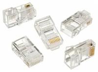 Вилка RJ-45 (8P8C) LC-8P8C-001 (3-зубца) кат.5e, 6 микрон для одножильного кабеля (100 шт.)