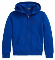 Худи Polo Ralph Lauren подростковое XL синее на молнии на флисе с лого спереди слева Big Boys Cotton-Blend Fleece Hoodie Sweatshirt