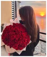Букет Роза красная 51 шт, красивый букет цветов, шикарный, цветы премиум